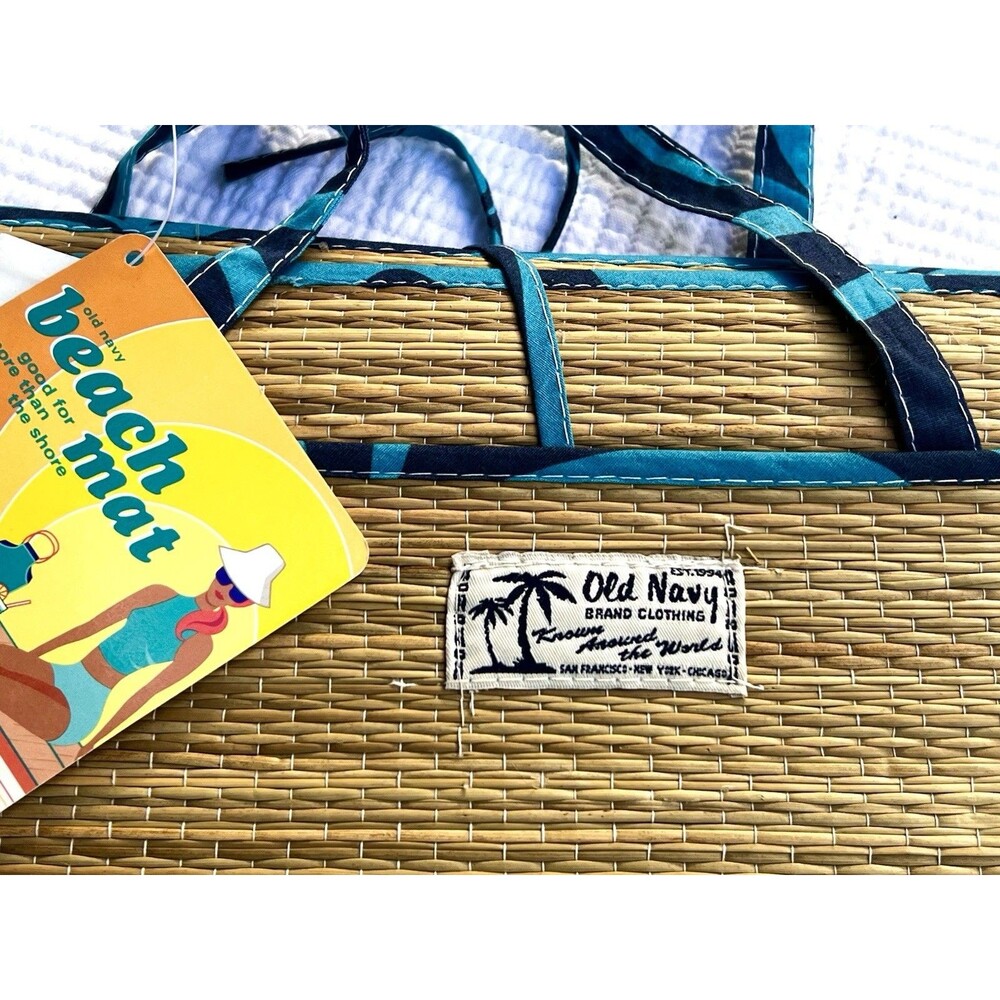 NWT Y2K Old Navy Woven Beach Mat Roll Up Picnic Pool Camping Straw Portable 3x6f - Picture 2 of 8
